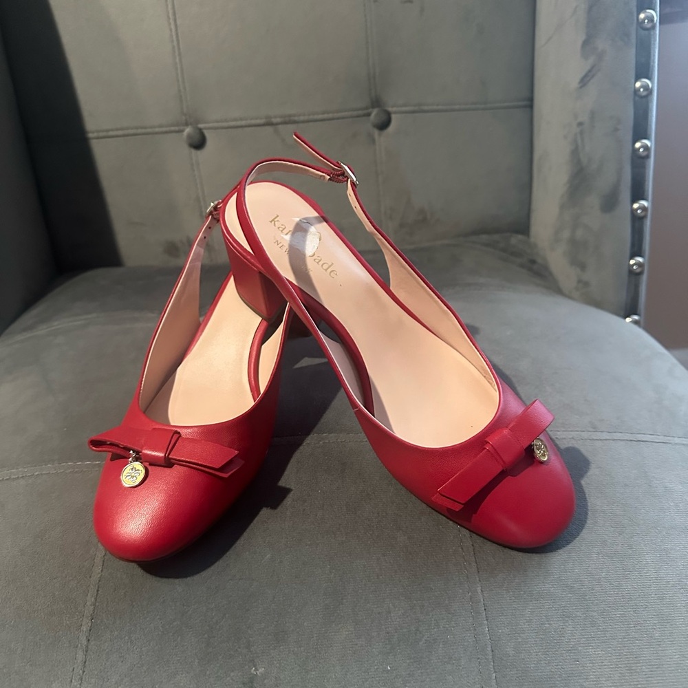 Kate Spade Red Bow Slingback Heels